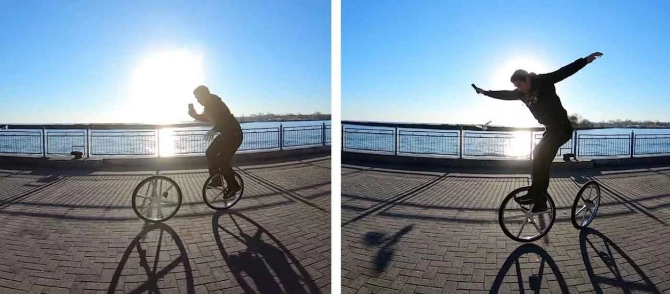 Ακροβάτης τσίρκου κάνει εντυπωσιακά κόλπα σε μια ρόδα (βίντεο)